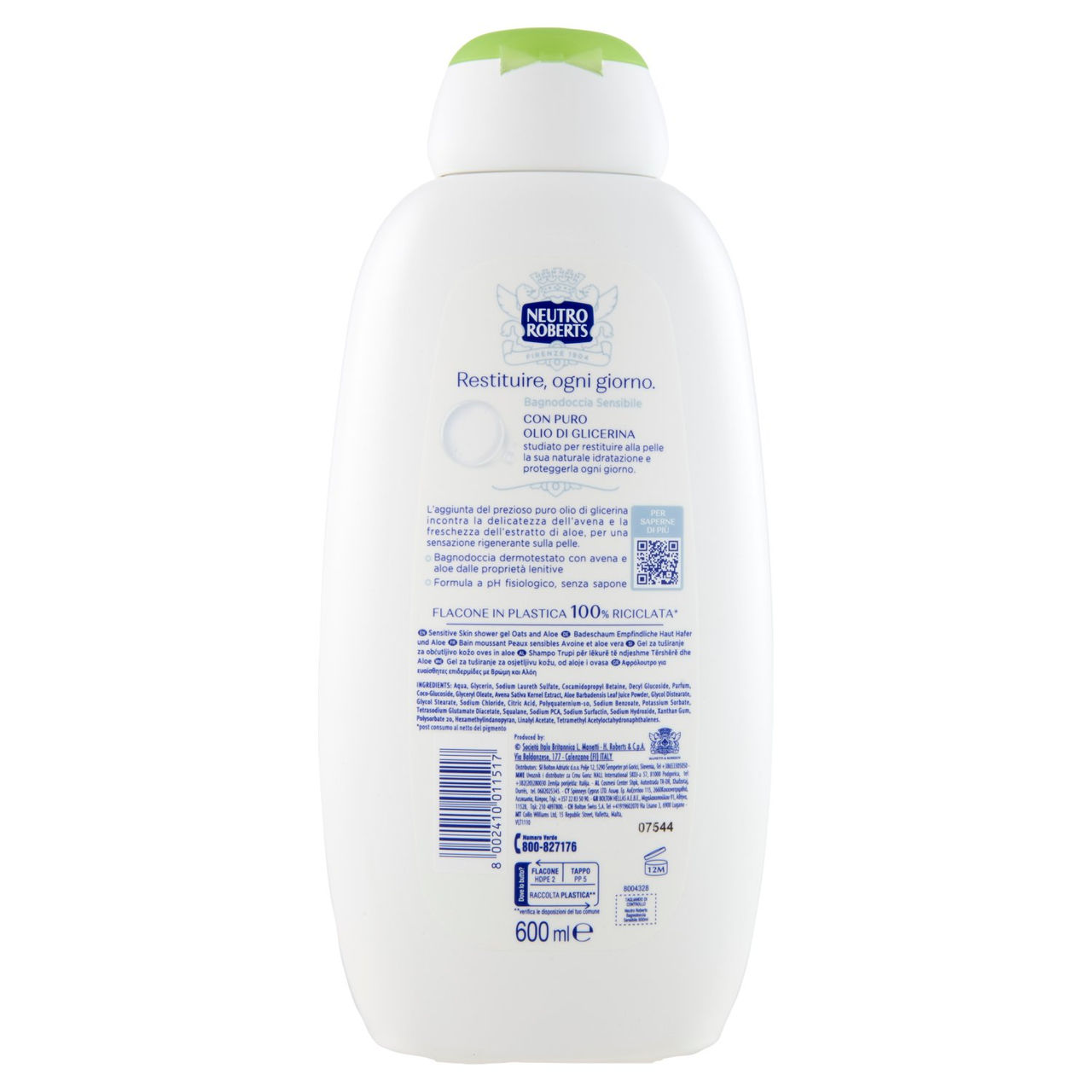 Neutro Roberts Sensibile Avena e Aloe Bagnodoccia 600 ml
