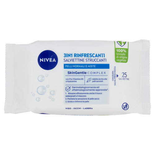 Nivea Biodegradabili Salviettine Struccanti Pelli Normali e Miste 25 pz