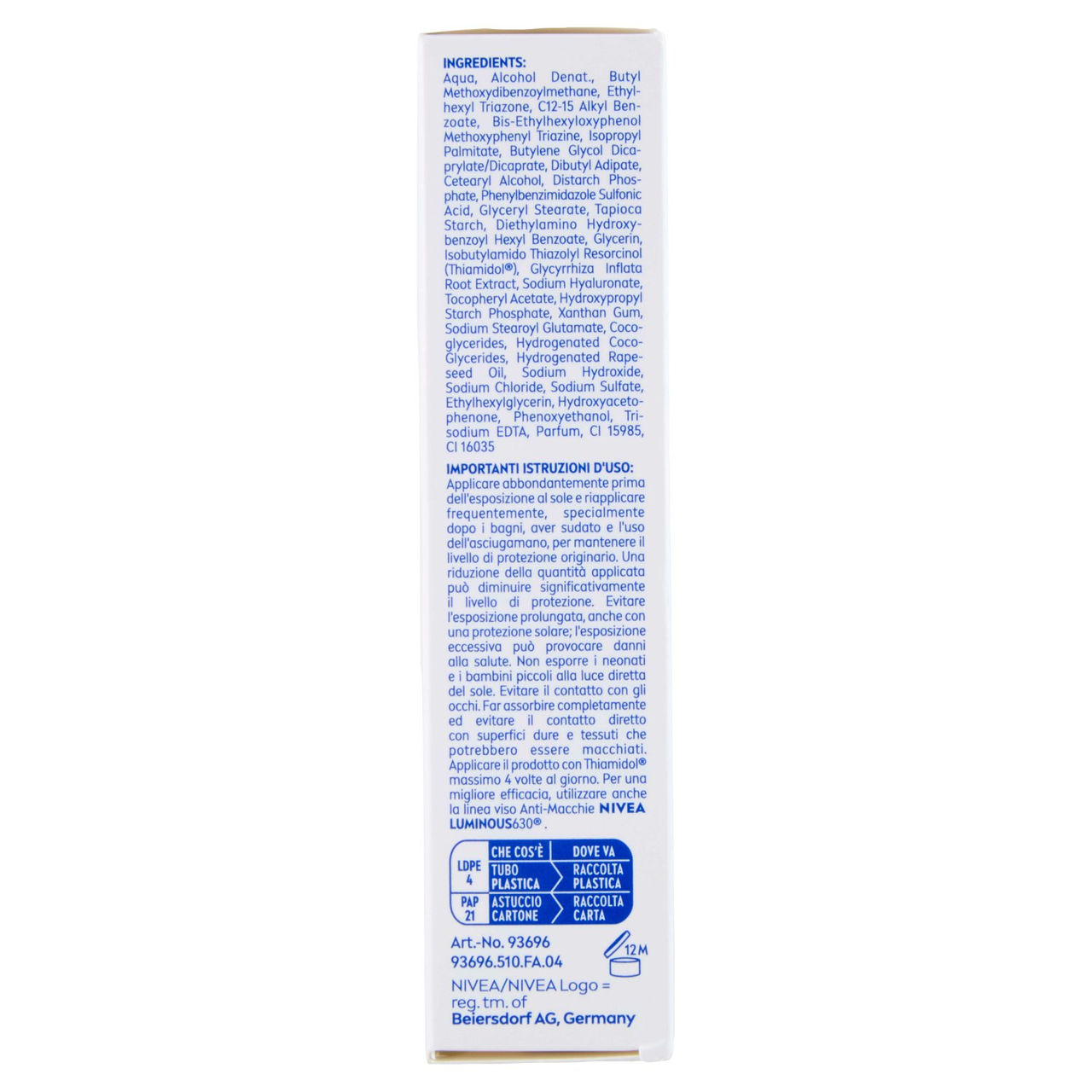 Nivea Sun UV Viso Specialist Anti Macchie Lumionous 630 50  Molto Alta Fluido solare 40 ml