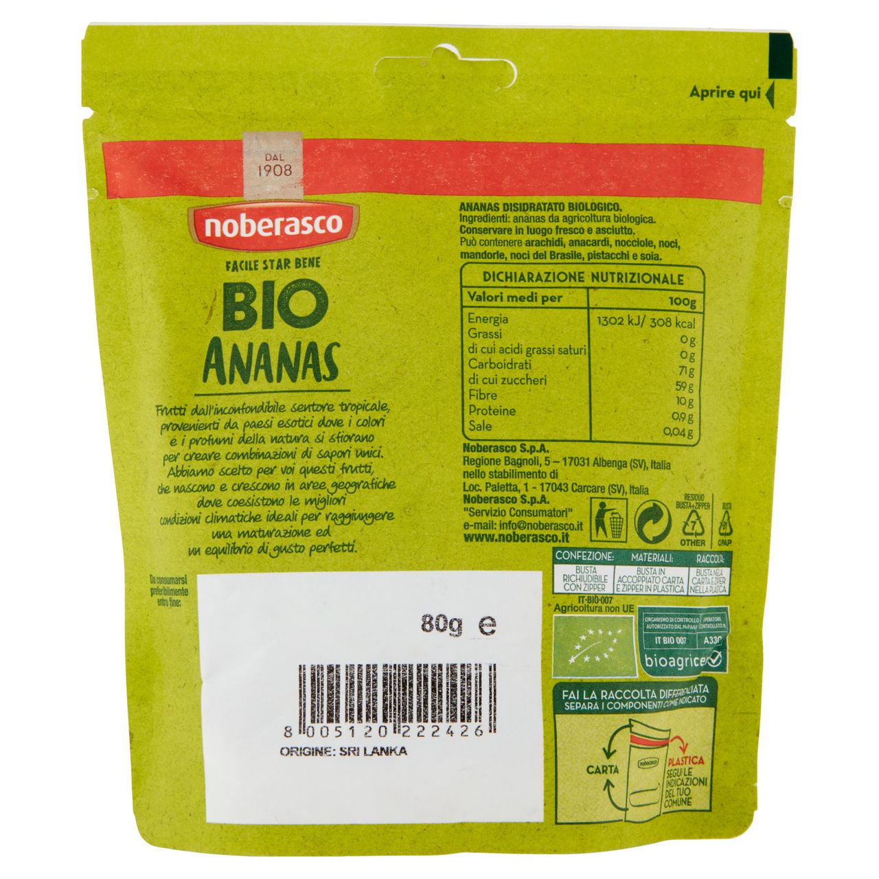 noberasco Bio Ananas 80 g