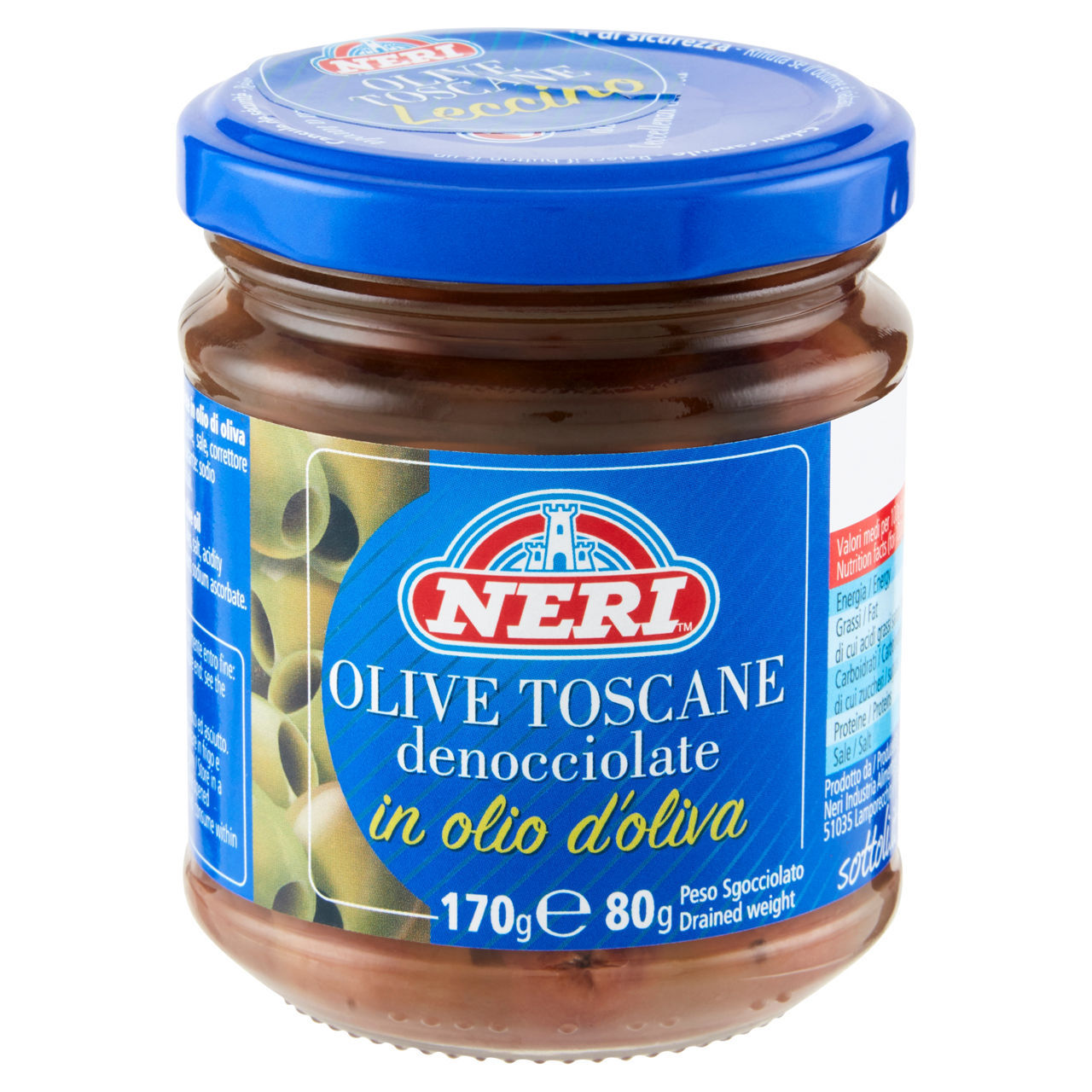 Olive toscane Neri in olio di oliva denocciolate 170 g