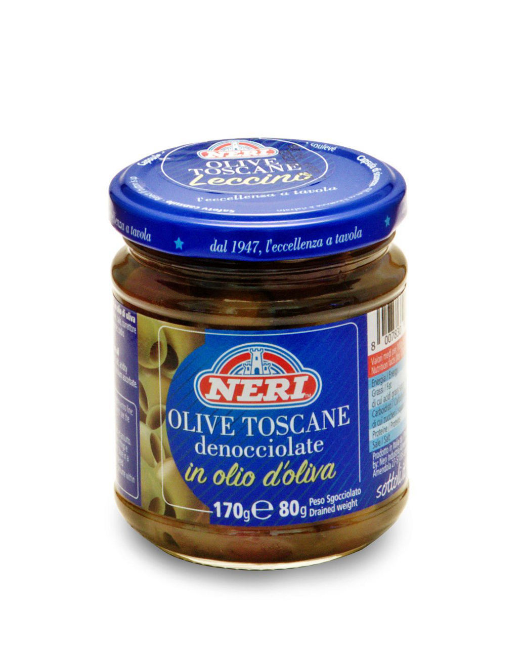 Olive toscane Neri in olio di oliva denocciolate 170 g