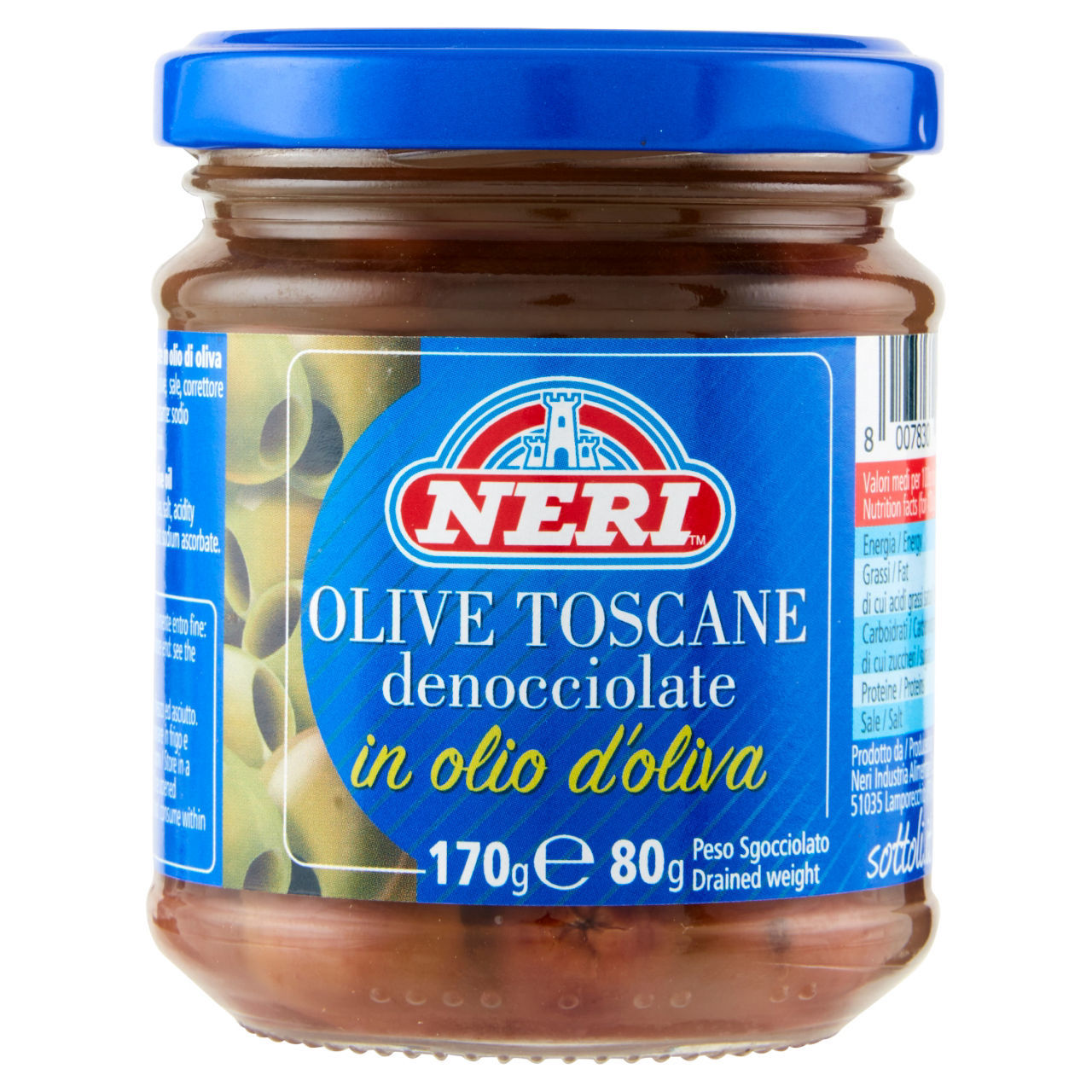 Olive toscane Neri in olio di oliva denocciolate 170 g