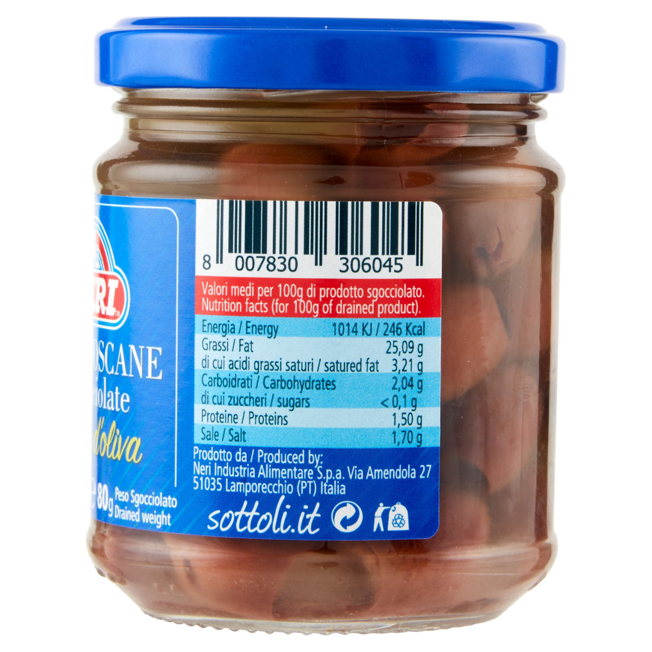 Olive toscane Neri in olio di oliva denocciolate 170 g