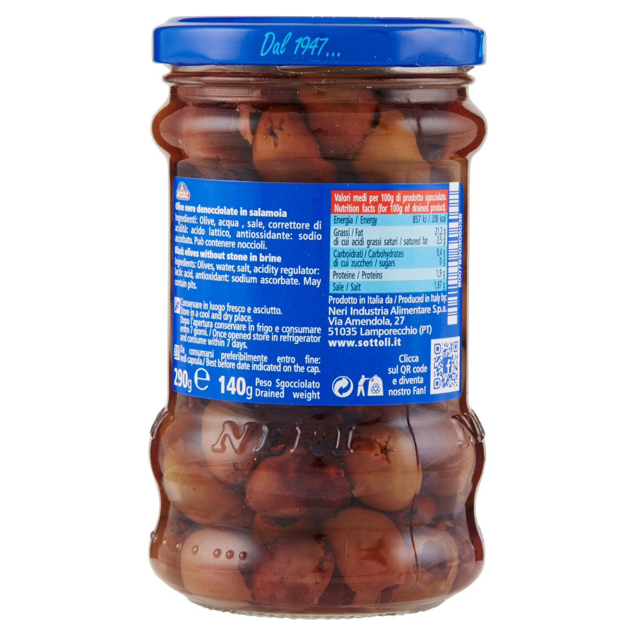 Olive toscane Neri in salamoia denocciolate 140 g