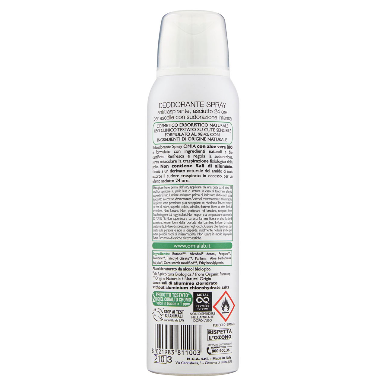 Omia Laboratoires erboristico Deo Spray Neutro Fresco aloe vera 150 ml