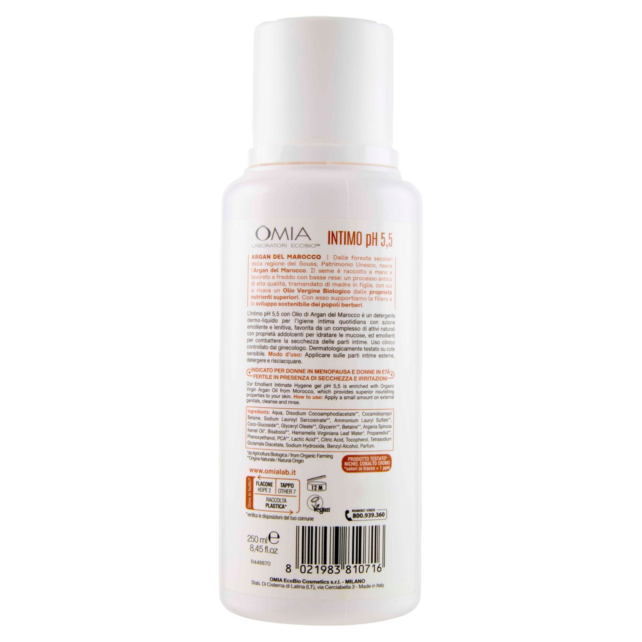 Omia Laboratori Ecobio Intimo pH 5,5 argan del Marocco 250 ml