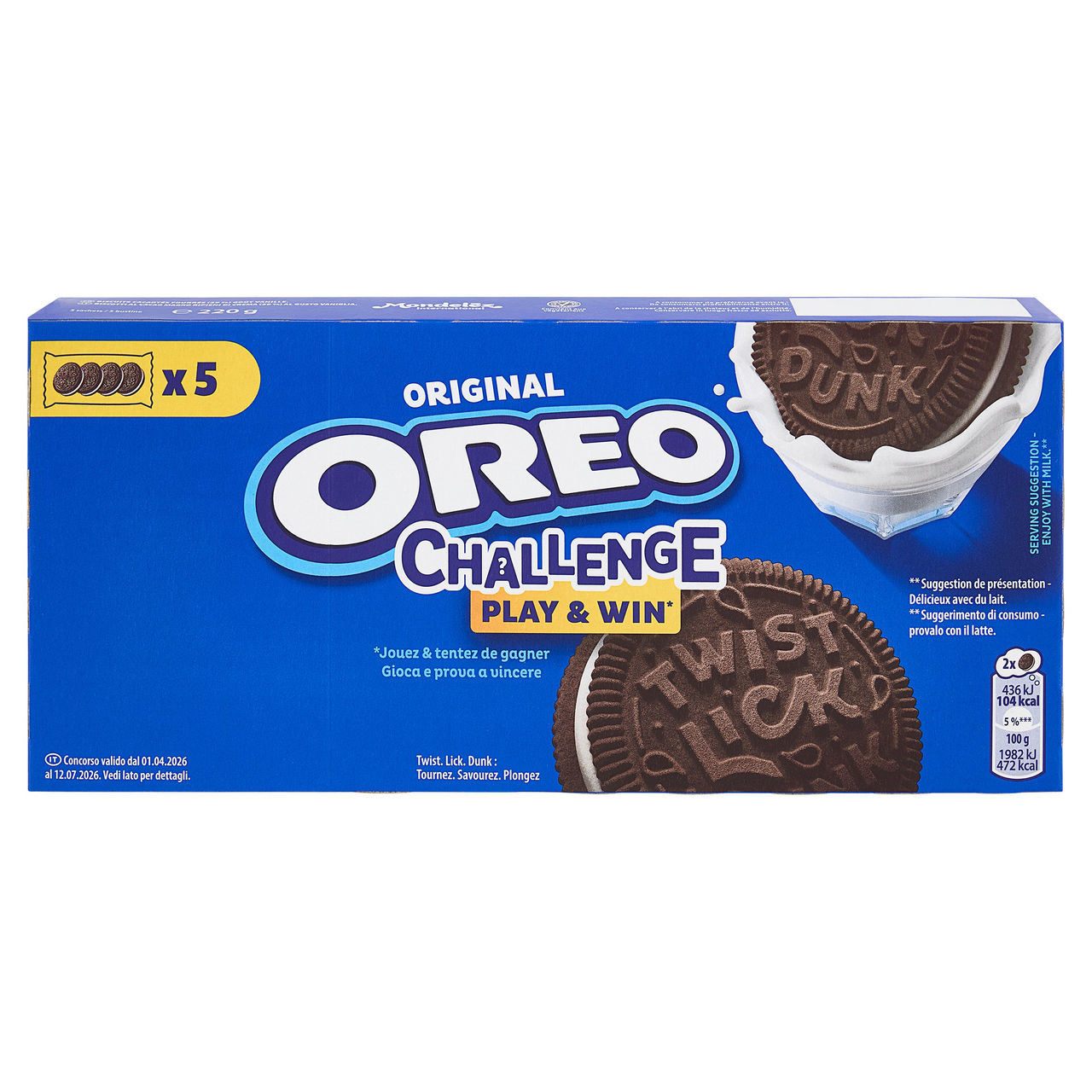 Oreo Original, biscotti al cacao magro ripieni di crema al gusto vaniglia - 220 g