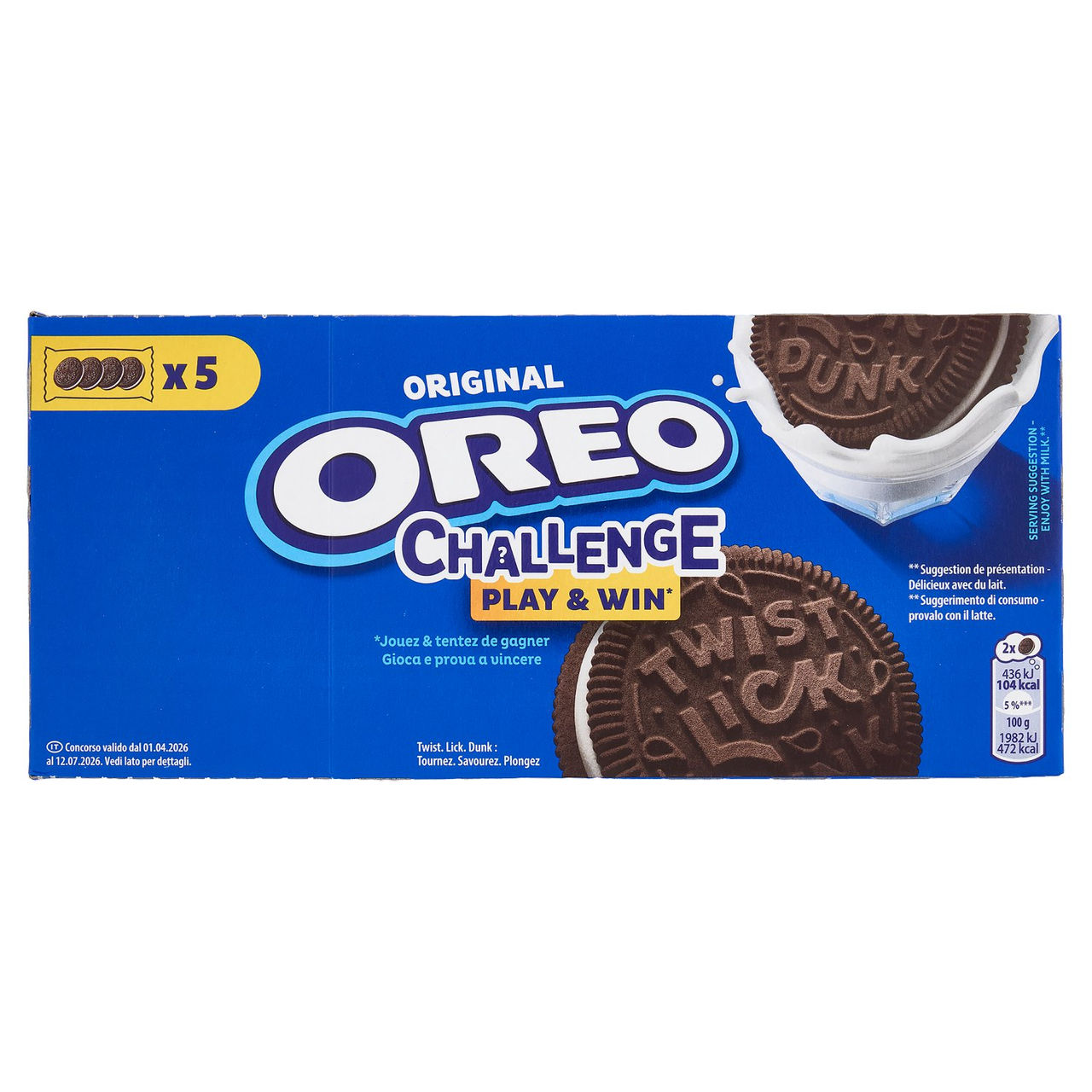 Oreo Original, biscotti al cacao magro ripieni di crema al gusto vaniglia - 220 g