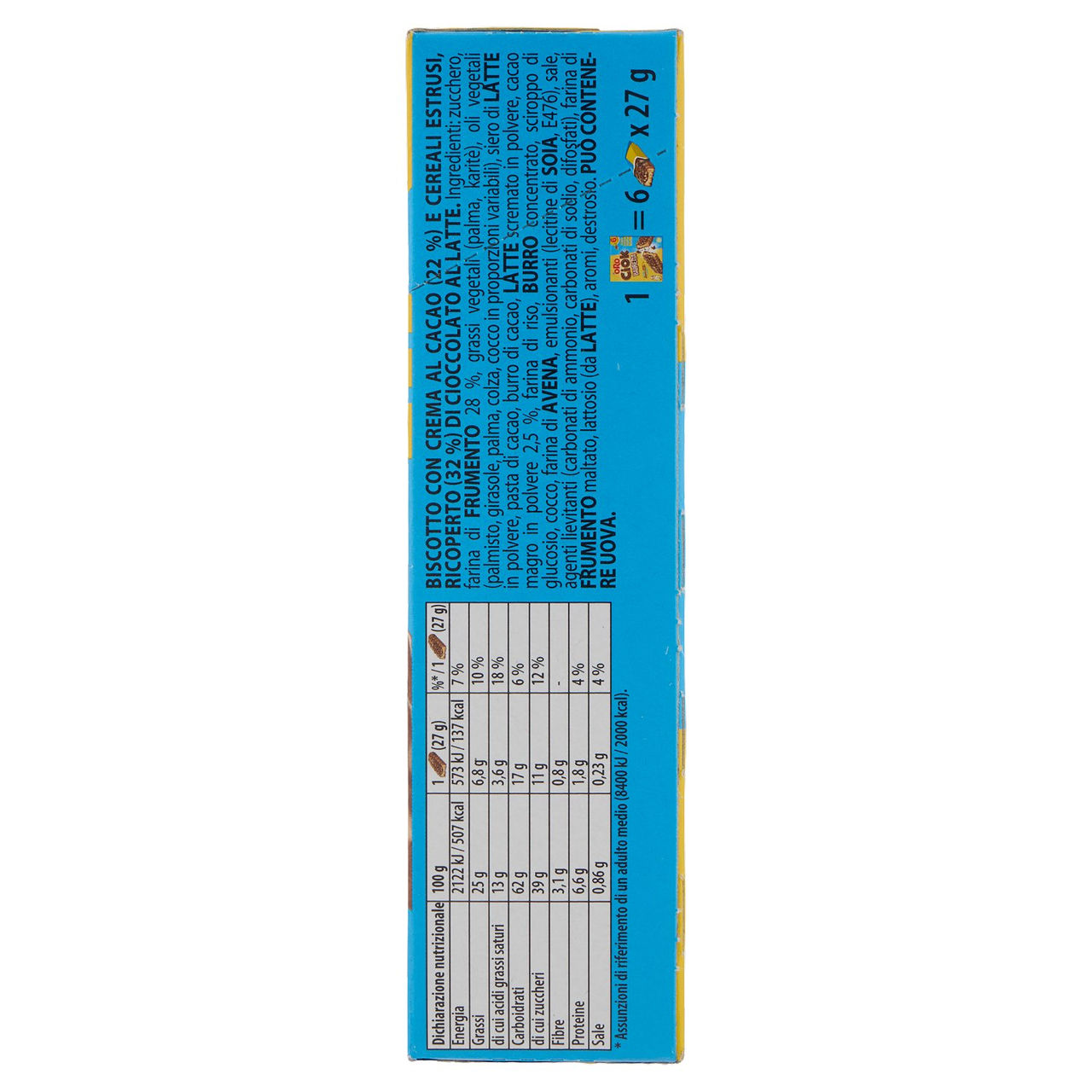 Oro Ciok Barrette al cioccolato al latte - 6 x 27 g