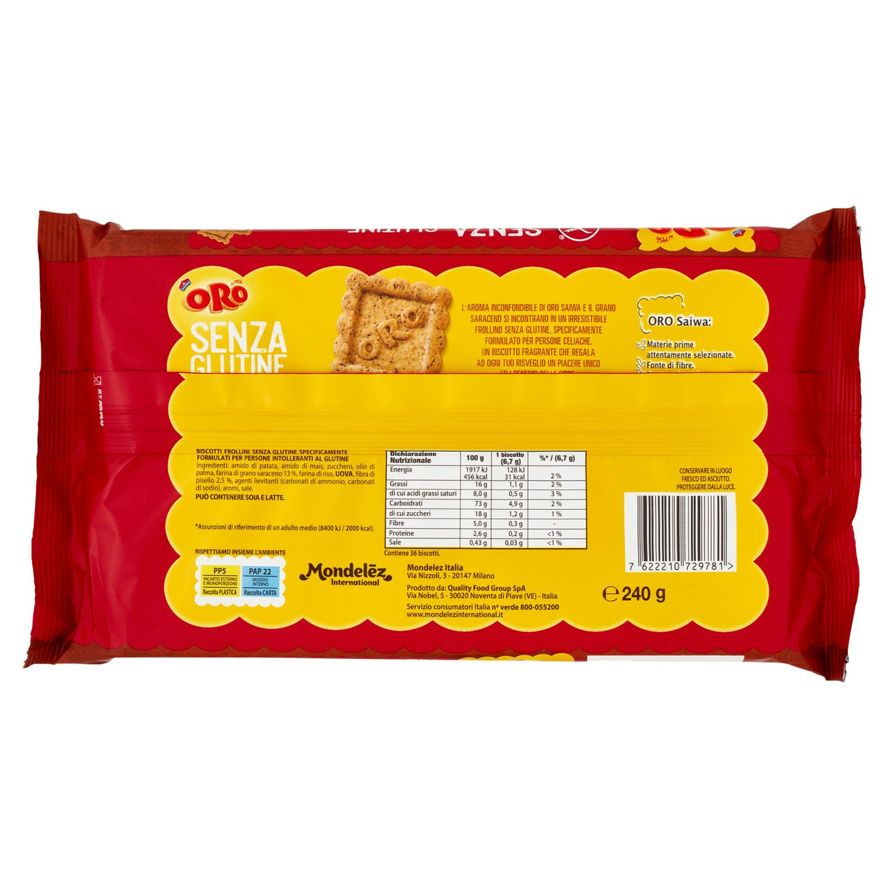 Oro Saiwa biscotti secchi Senza Glutine - 240 g