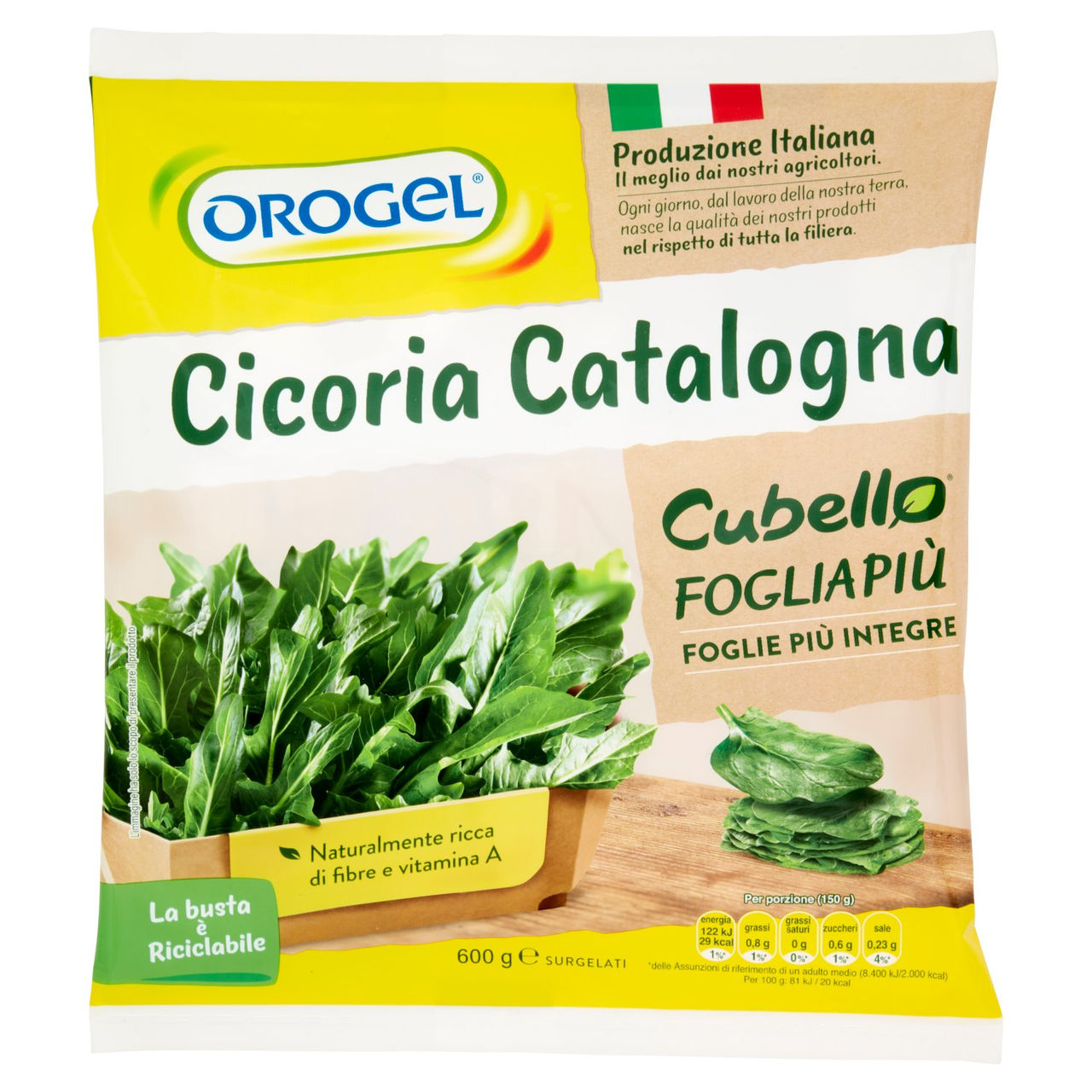 Orogel Cubello Cicoria Catalogna Foglia Più Surgelati 600 g