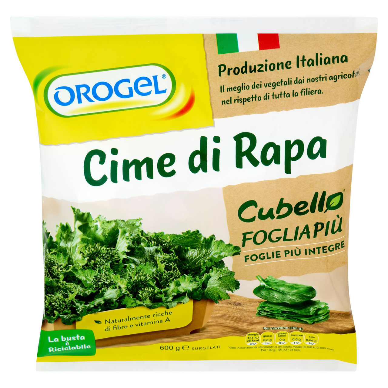 Orogel Cubello Cime di Rapa Foglia Più Surgelati 600 g