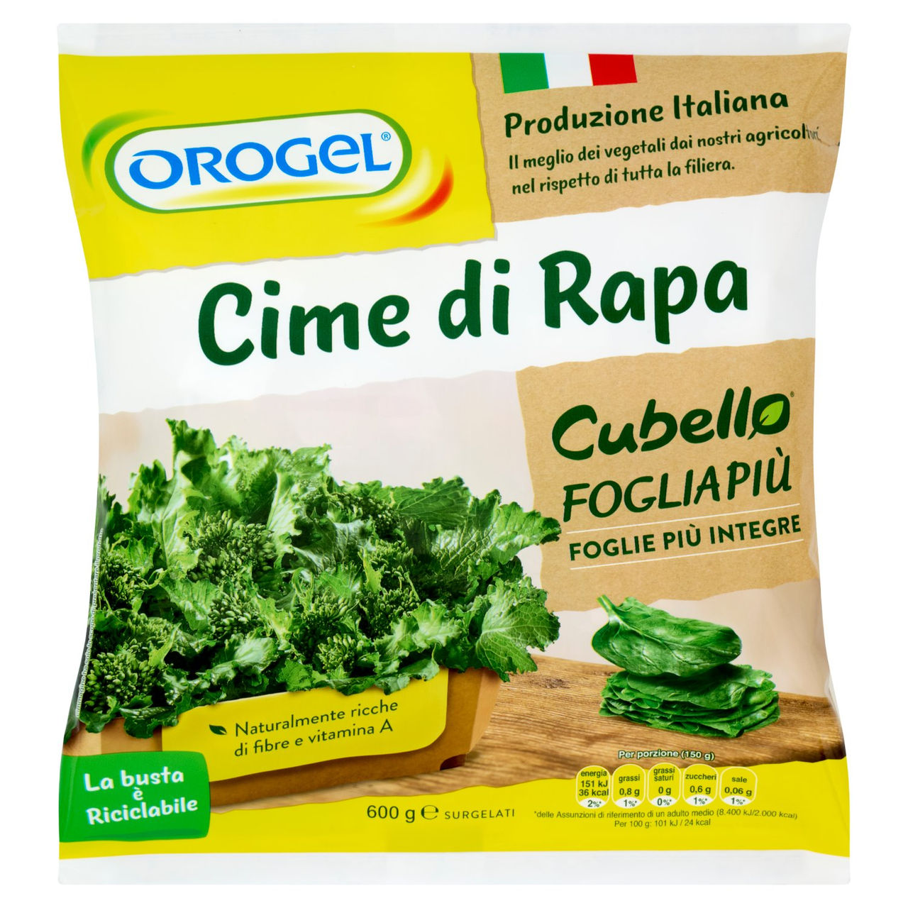 Orogel Cubello Cime di Rapa Foglia Più Surgelati 600 g