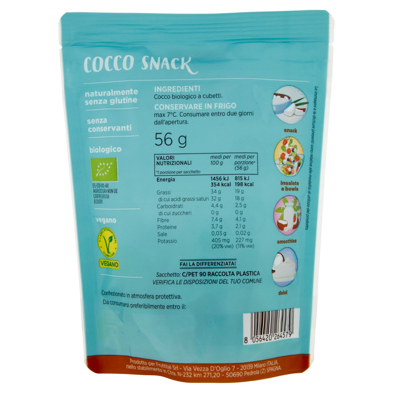 Orsero Cocco Snack Teneri Cubetti di Cocco Biologico 56 g