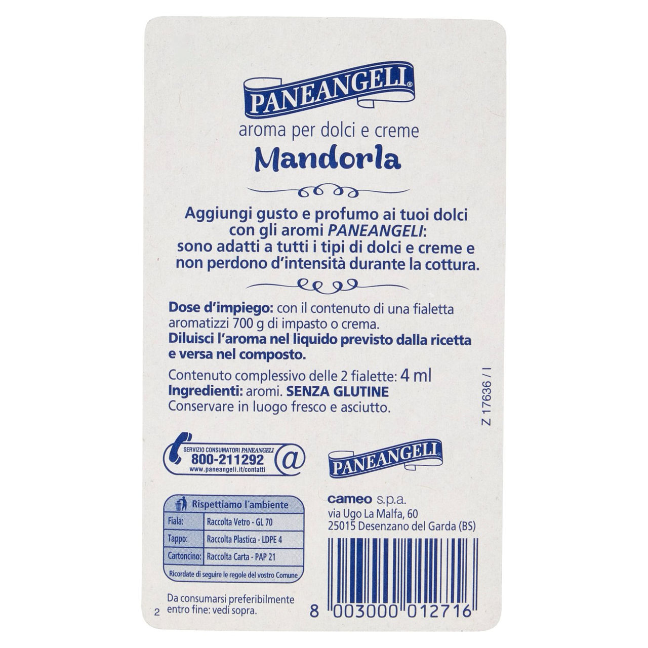 Paneangeli Aroma Mandorla 2 fialette 4 ml