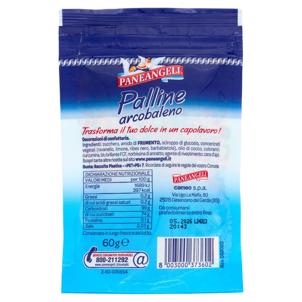 PANEANGELI decora con Palline arcobaleno 60 g