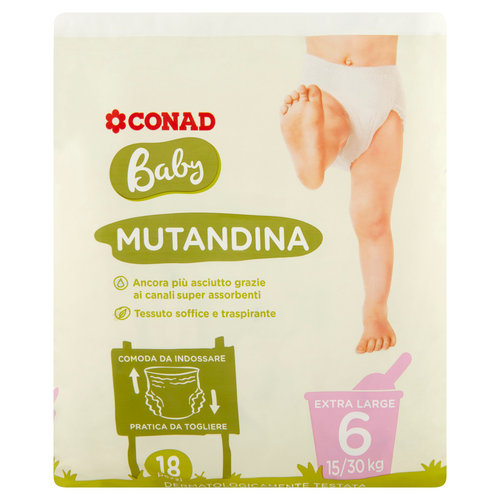 Pannolini mutandina Extralarge 15-30 kg Taglia 6 18 pz Conad