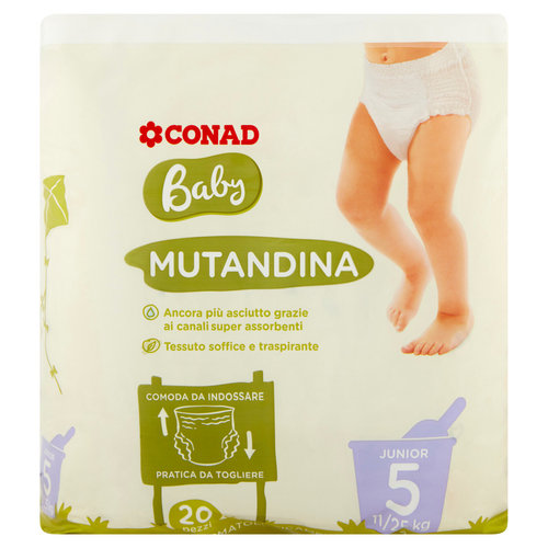 Pannolini mutandina Junior 12-18 kg Taglia 5 20 pz Conad