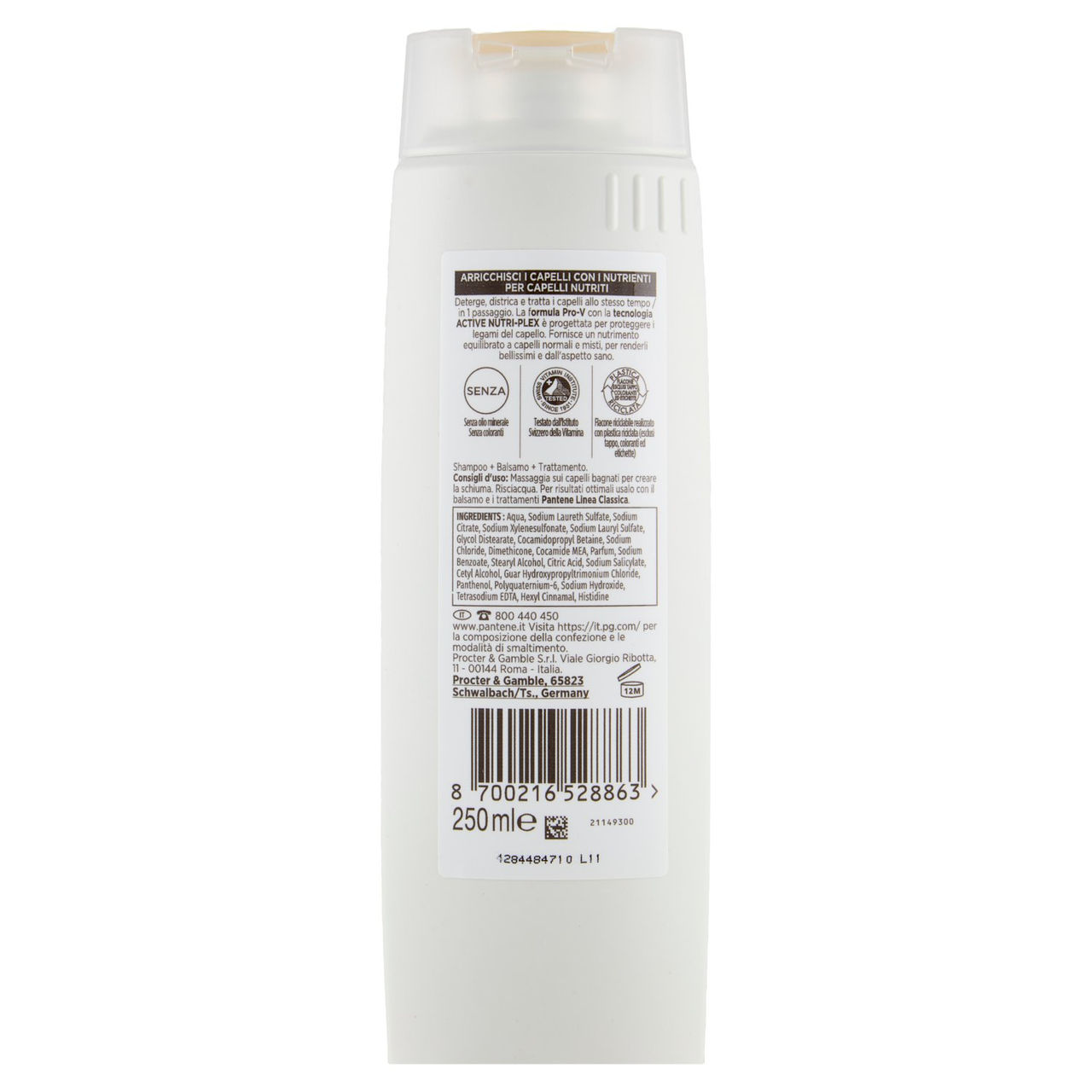 Pantene Pro-V Linea Classica 3 in 1 Shampoo   Balsamo   Trattamento Active Nutri-Plex 250 ml