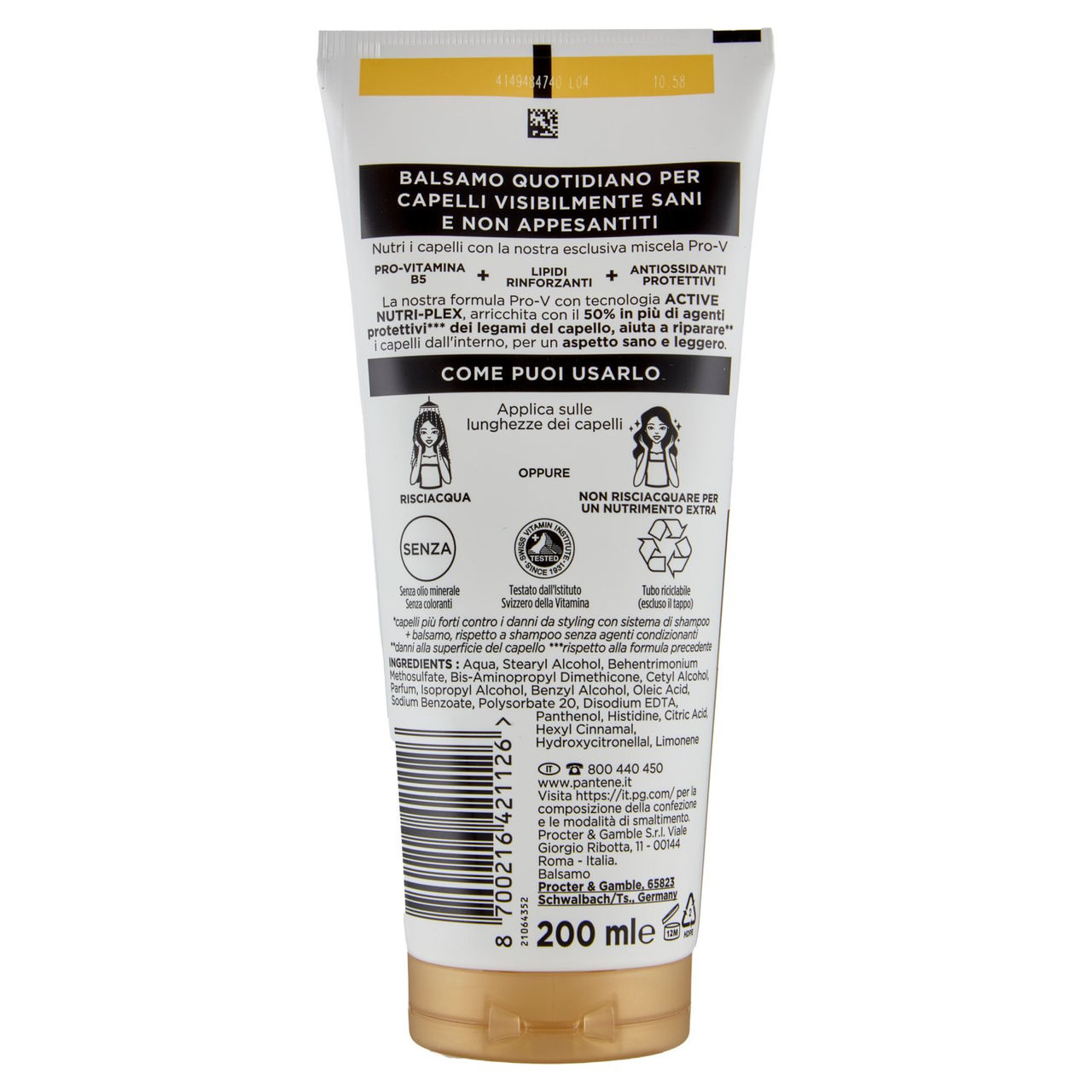 Pantene Pro-V Rigenera e Protegge Balsamo con o Senza Risciacquo Active Nutri-Plex 200 ml