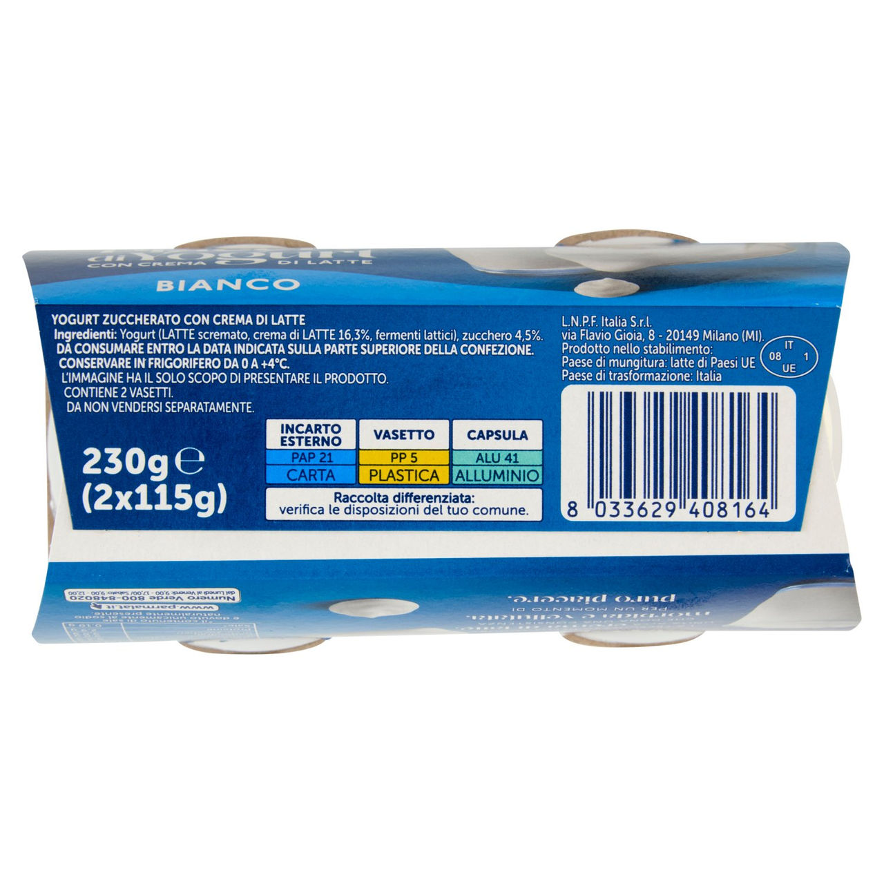 PARMALAT Piacere di Yogurt Bianco 2 x 115 g