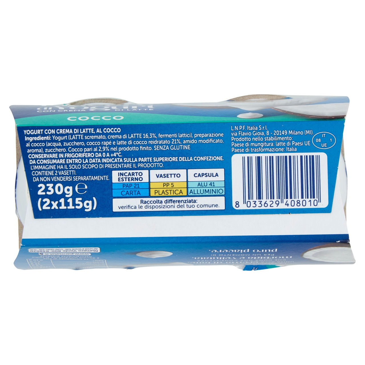 PARMALAT Piacere di Yogurt Cocco 2x115g