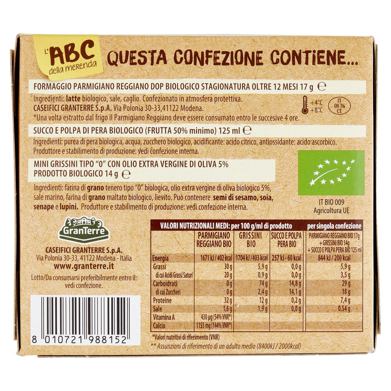 Parmareggio l'ABC della merenda con Parmigiano Reggiano e Grissini Bio