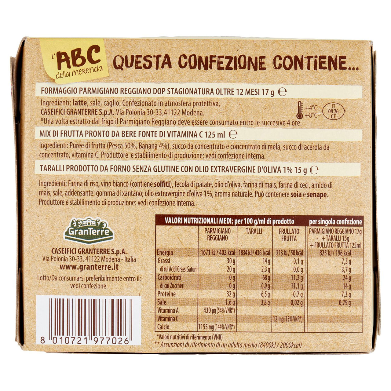 Parmareggio l'ABC della merenda con Parmigiano Reggiano e Taralli Senza Glutine