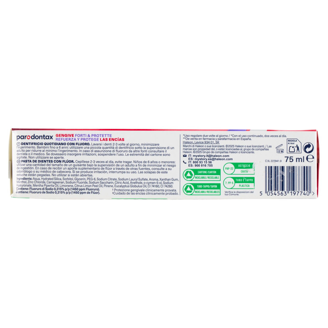 Parodontax Dentifricio Gengive Forti & Protette Whitening con Acido Ialuronico 75 ml