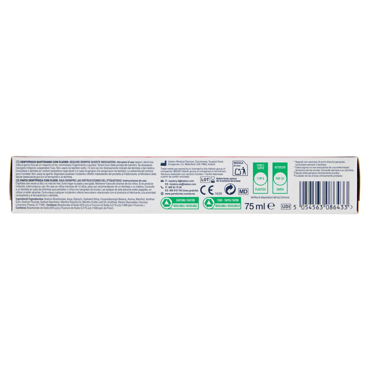 Parodontax whitening dentifricio quotidiano con fluoro per gengive più sane e denti forti 75 ml