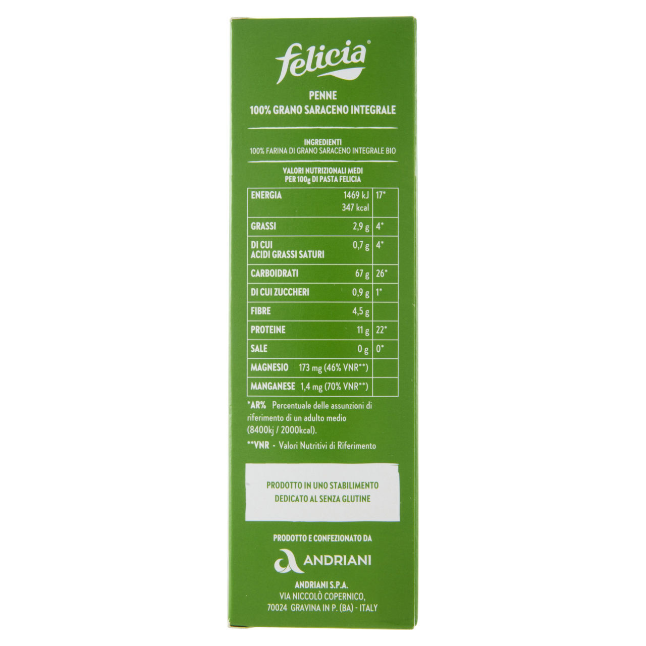 Pasta di Grano Saraceno Integrale bio Felicia penne 340 g