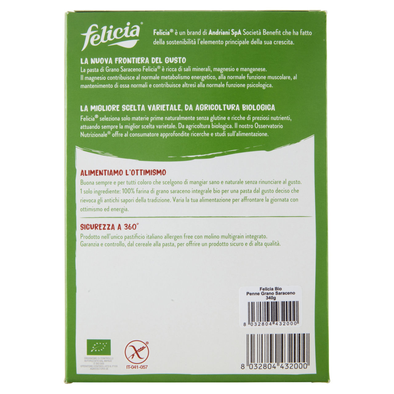 Pasta di Grano Saraceno Integrale bio Felicia penne 340 g