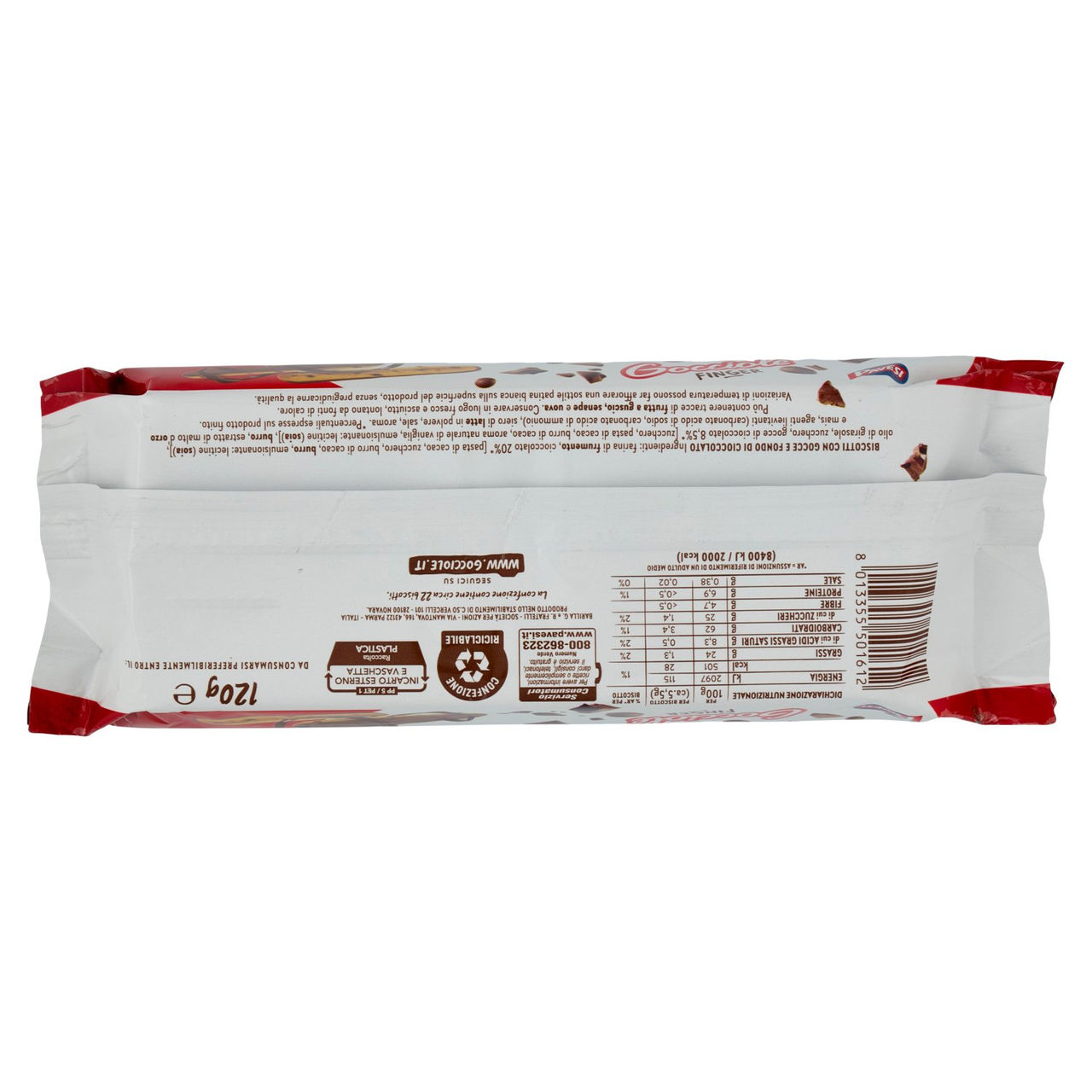 Pavesi Gocciole Finger Biscotti con Gocce di Cioccolato 120g