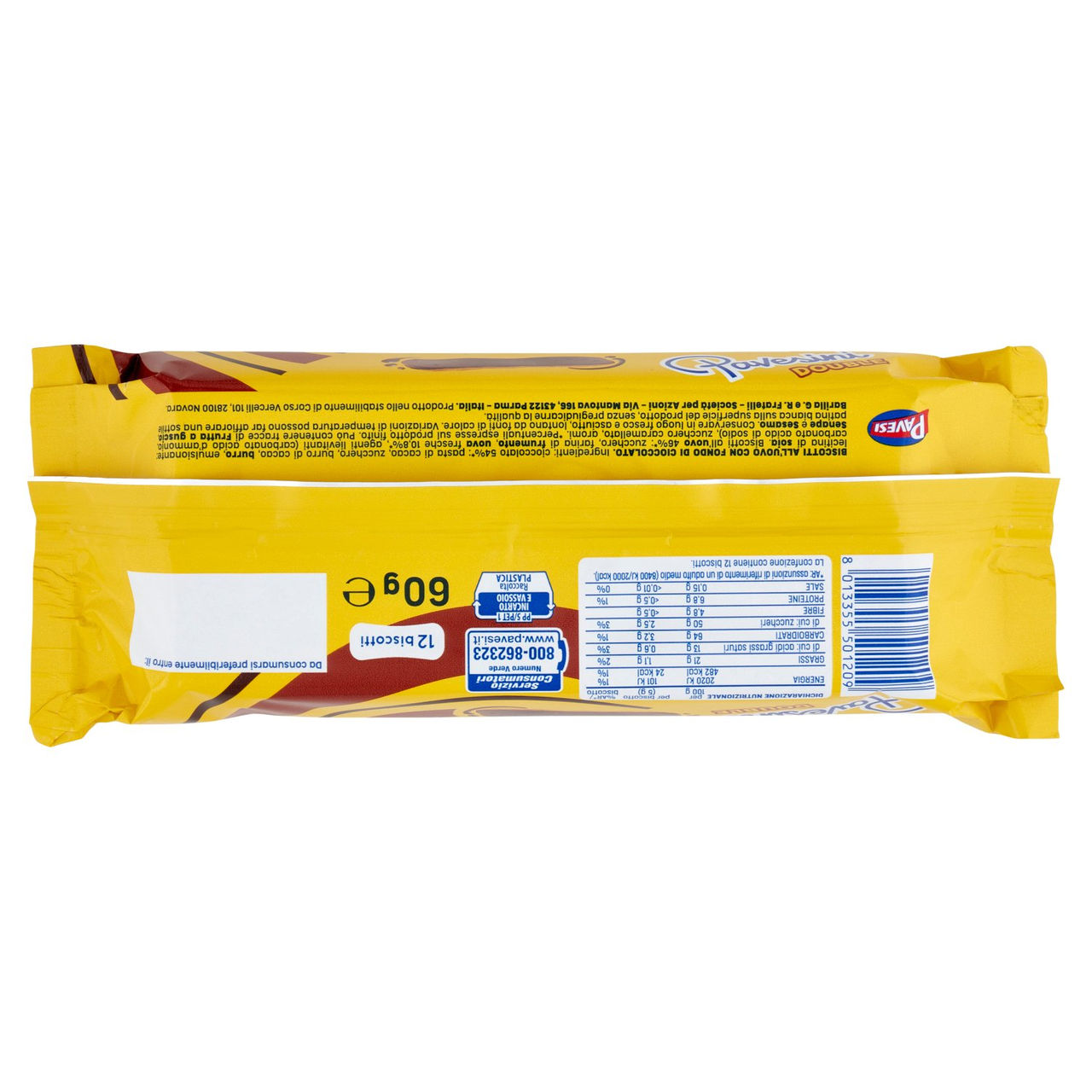 Pavesi Pavesini Double Biscotti con Fondo di Cioccolato 60g