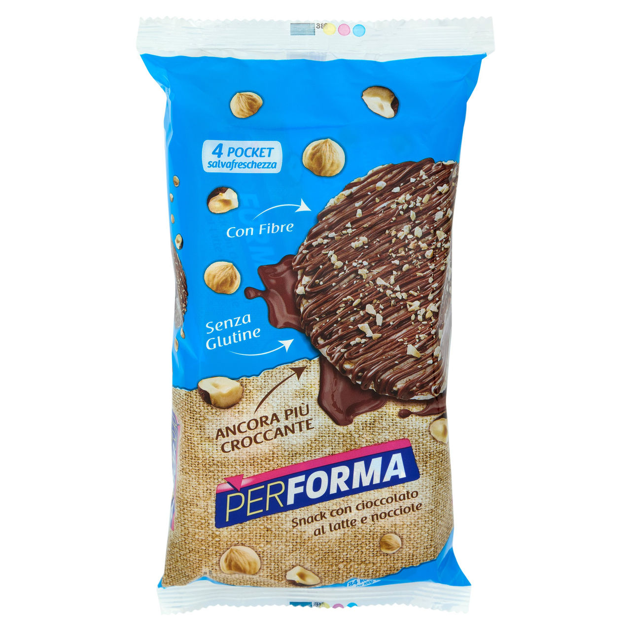 Performa Snack gallette con cioccolato al latte e nocciole, 84 kcal per snack - 8 x 17,75 g