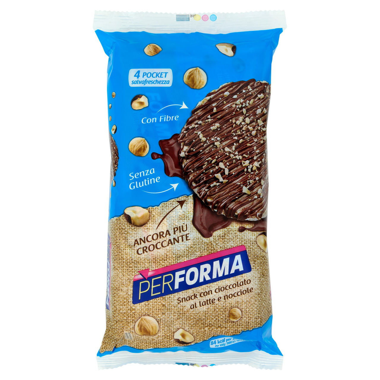 Performa Snack gallette con cioccolato al latte e nocciole, 84 kcal per snack - 8 x 17,75 g