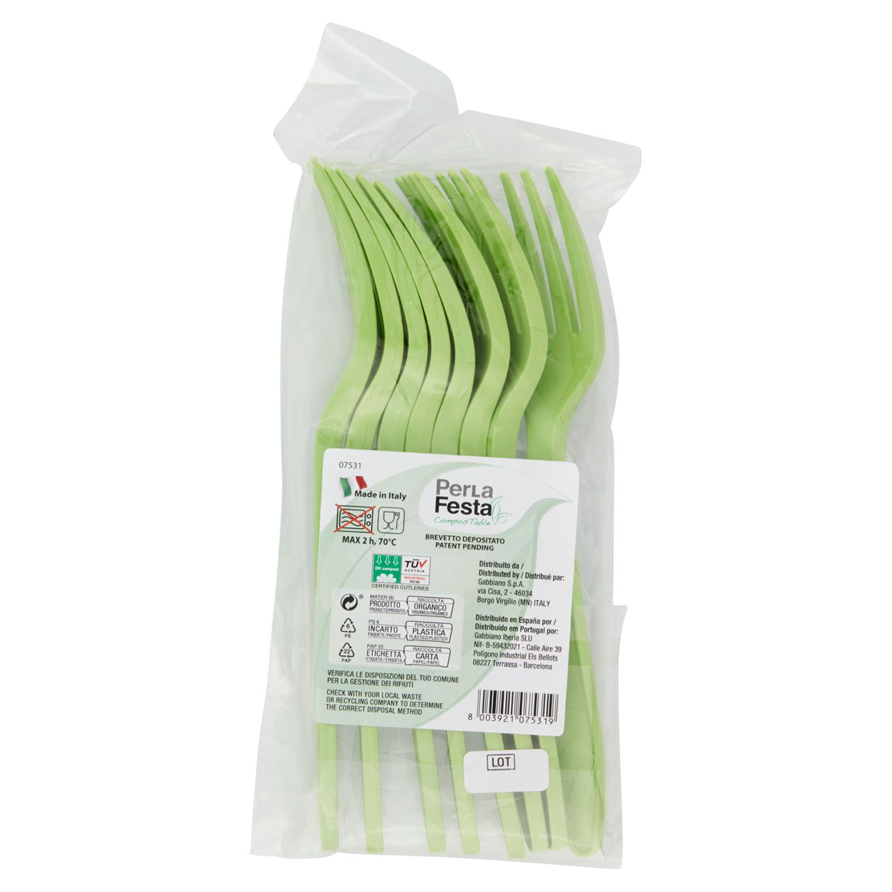 PerLa Festa ComposTable Forchette Compostabili verdi 8 pz