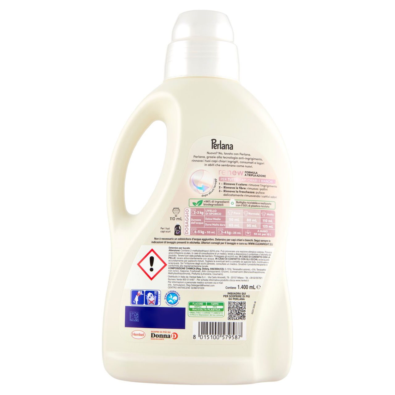 PERLANA Detersivo per Chiari e Bianchi 28 Lavaggi 1.400 mL