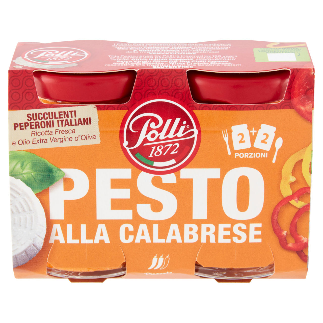 Pesto alla calabrese Polli 1872 con peperoni italiani e ricotta fresca conf. 90 g x 2 pezzi