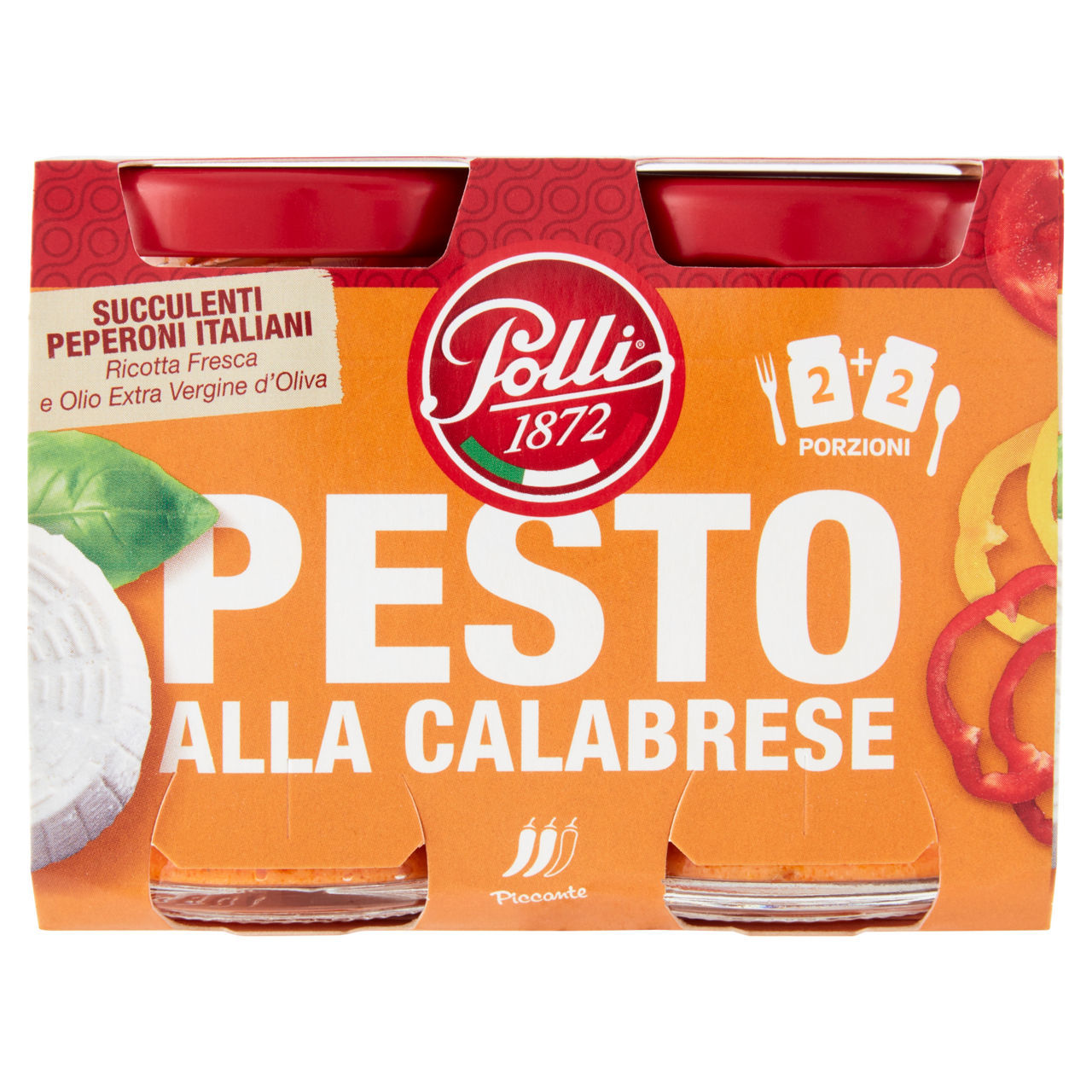 Pesto alla calabrese Polli 1872 con peperoni italiani e ricotta fresca conf. 90 g x 2 pezzi