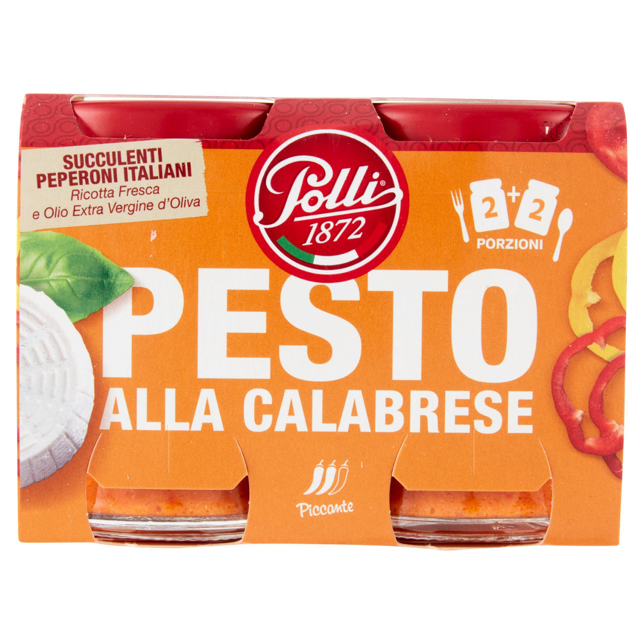 Pesto alla calabrese Polli 1872 con peperoni italiani e ricotta fresca conf. 90 g x 2 pezzi