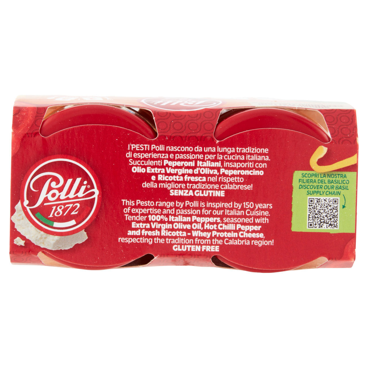 Pesto alla calabrese Polli 1872 con peperoni italiani e ricotta fresca conf. 90 g x 2 pezzi