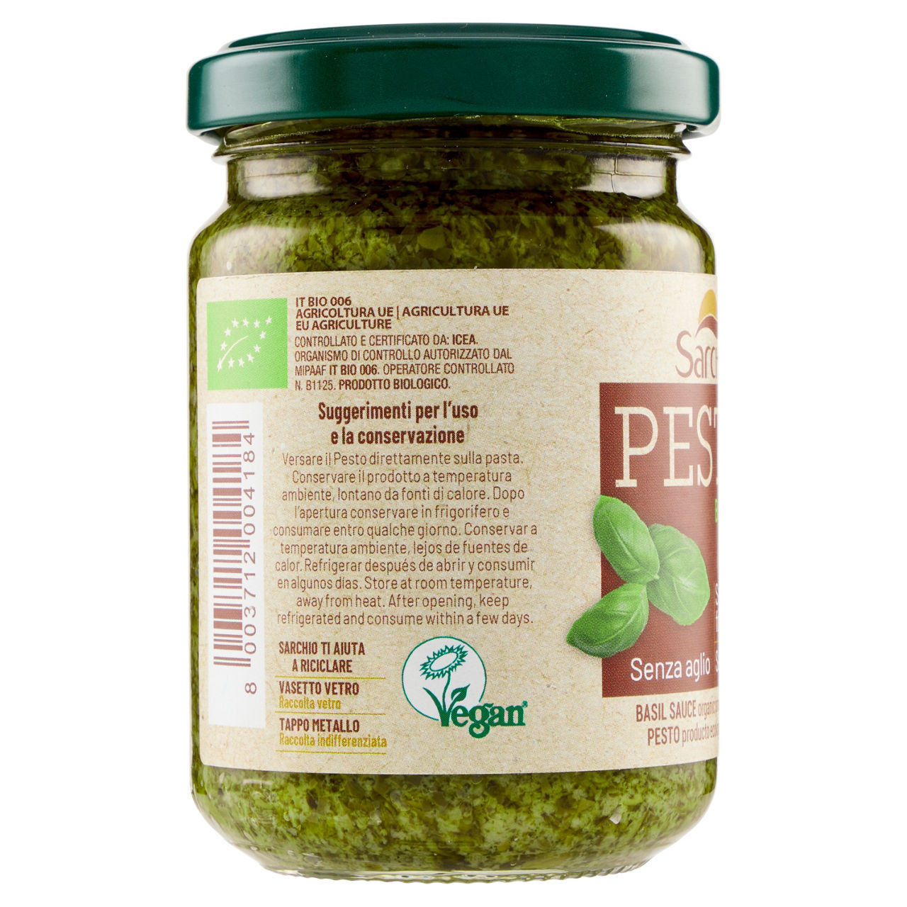 Pesto Sarchio bio, senza glutine 130g