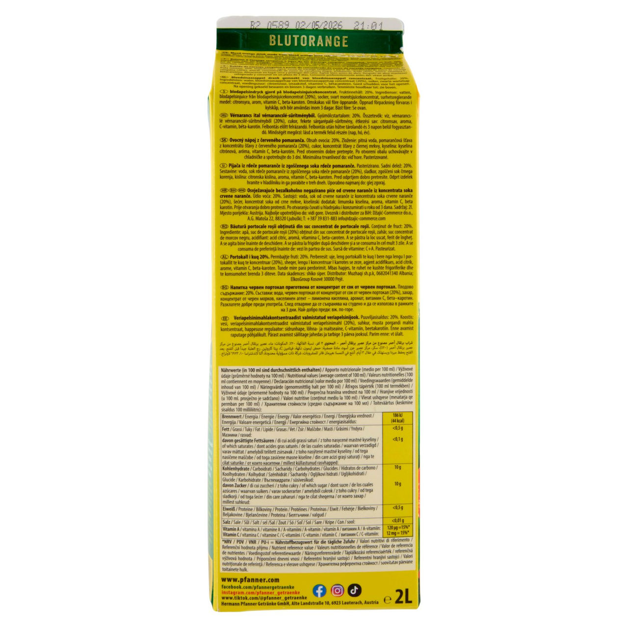 Pfanner Arancia Rossa 2 L