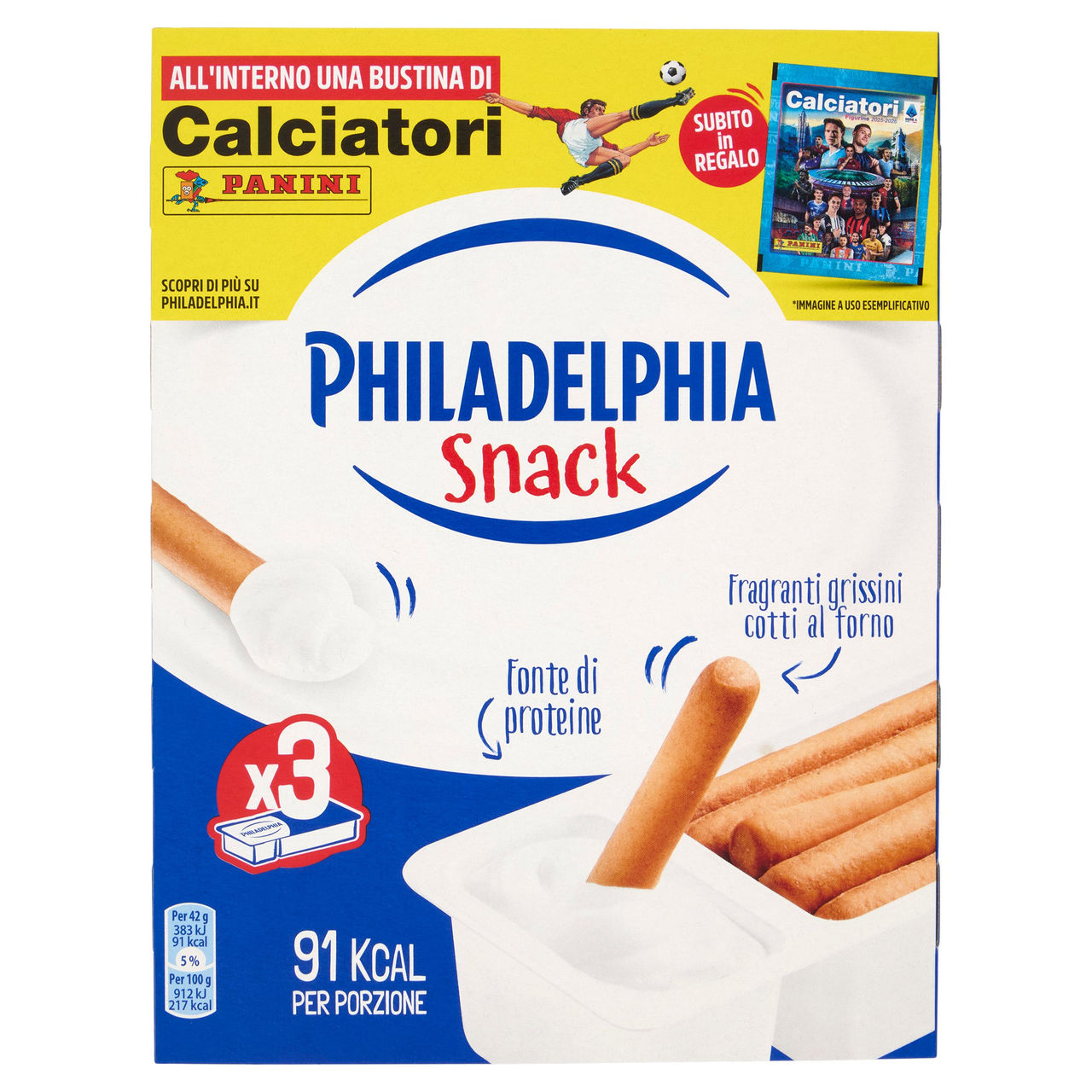 Philadelphia Snack - Cremoso Philadelphia e Fragranti Grissini Cotti al Forno- 3x42g