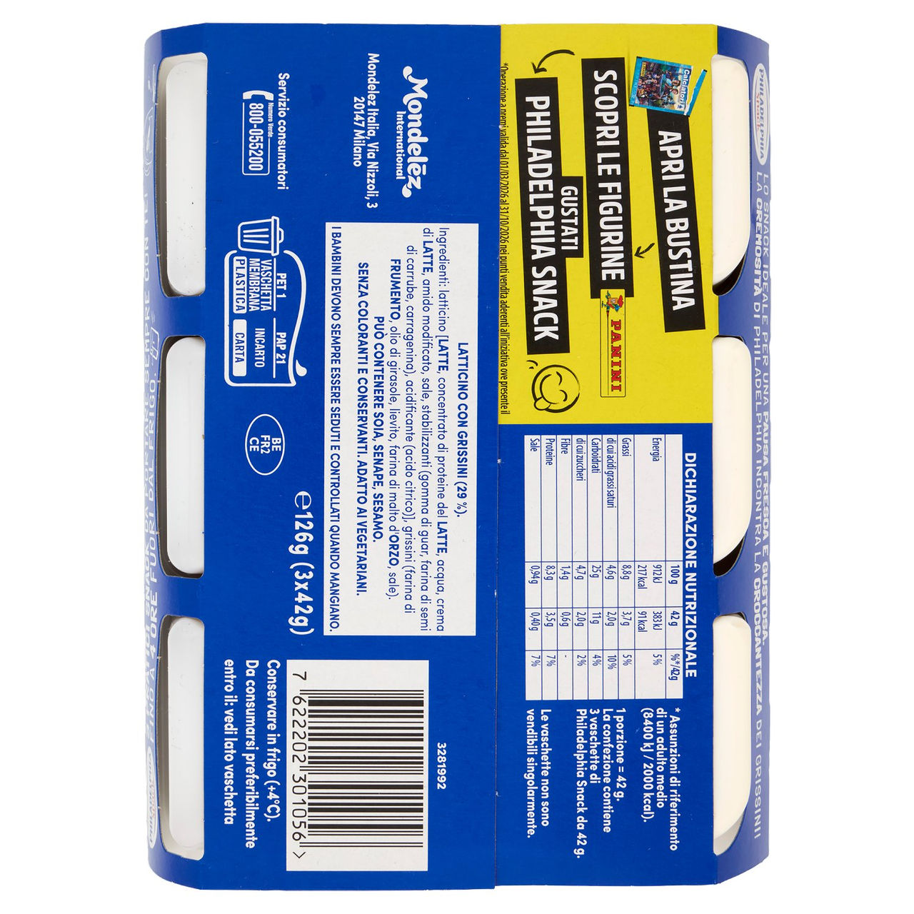Philadelphia Snack - Cremoso Philadelphia e Fragranti Grissini Cotti al Forno- 3x42g
