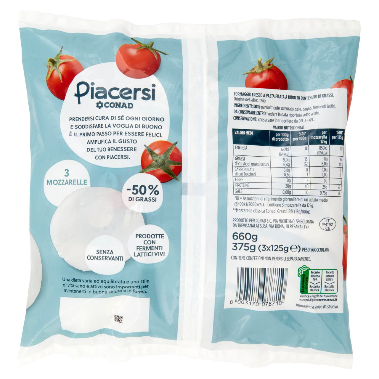 Piacersi 3 Mozzarelle Light 3 x 125 g Conad