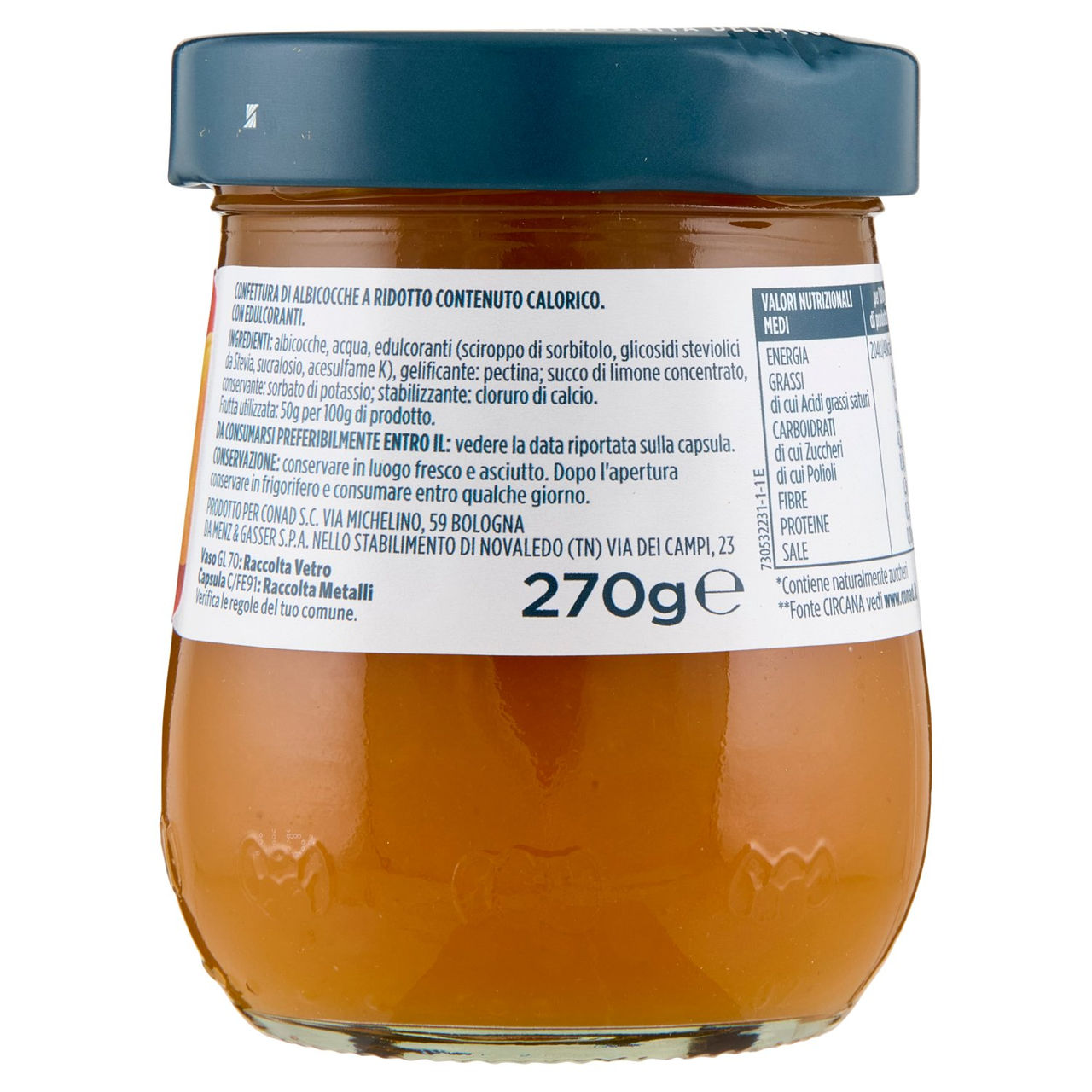 PIACERSI CONAD Albicocca Light 270 g