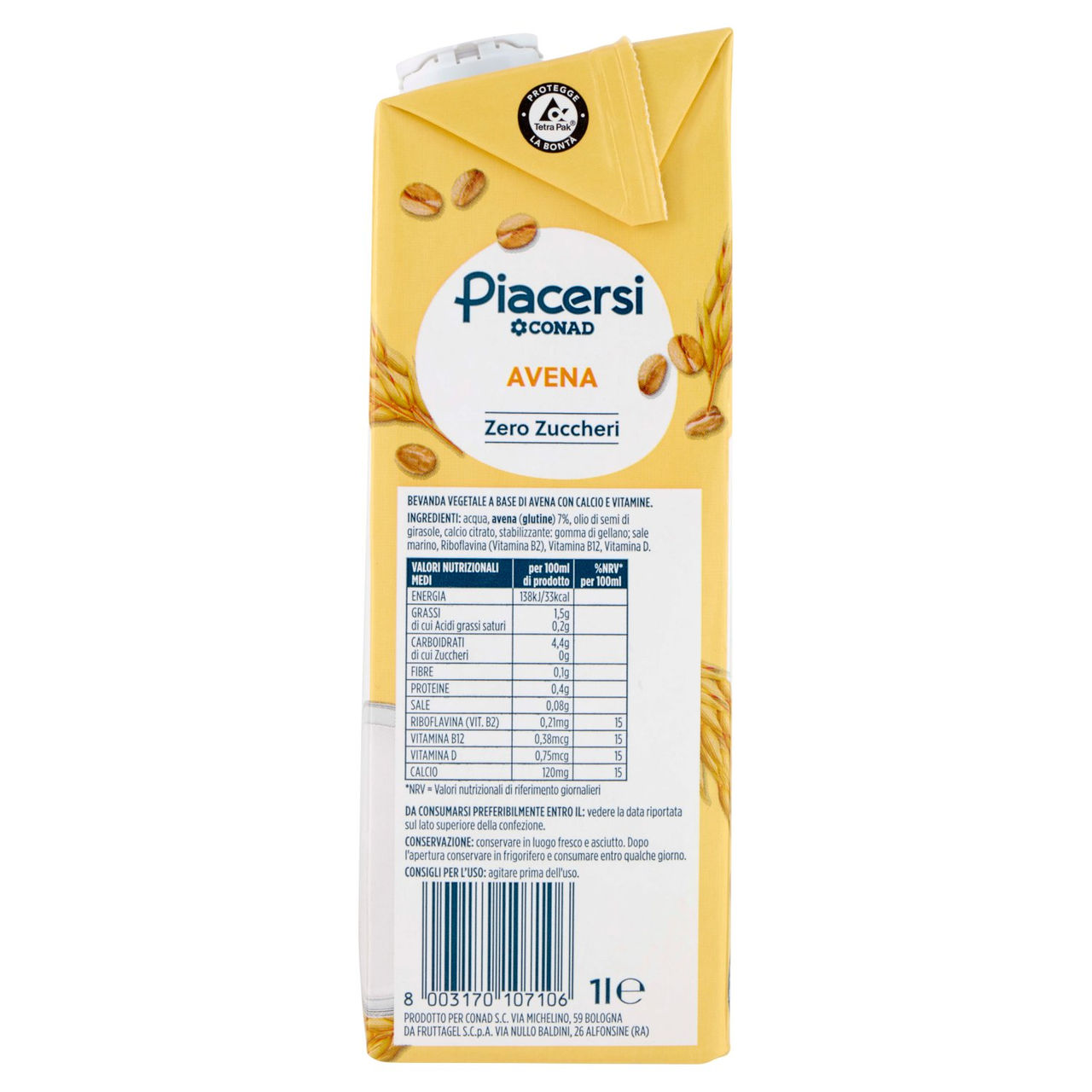 PIACERSI CONAD Avena Zero Zuccheri 1 l